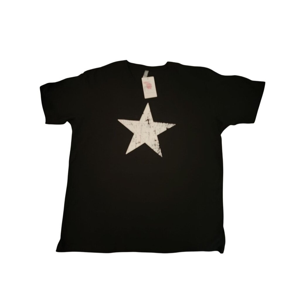 Star Graphic Black T-Shirt Woens Size XL Cotton Casual Tee With Tags